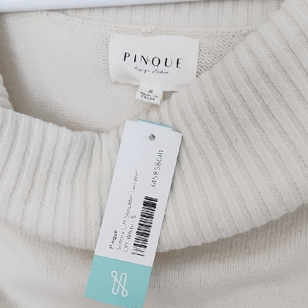Elegant Cream Off-Shoulder Sweater - Picture 2 of 8